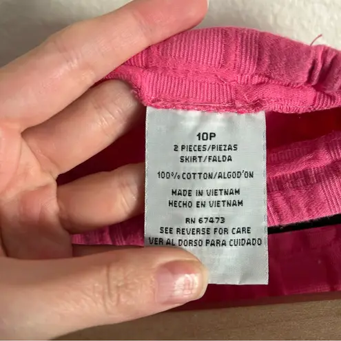 Vintage Pink Textured Skirt Set – Ruffle Trim Top & Mini Skirt | Medium Petite Size undefined