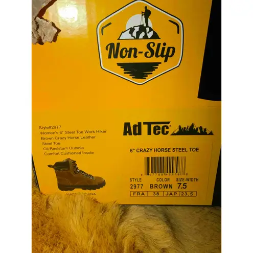 Ad Tec Women's Steel Toe Work Boots Brown Crazy Horse Leather Size 7.5, NIB