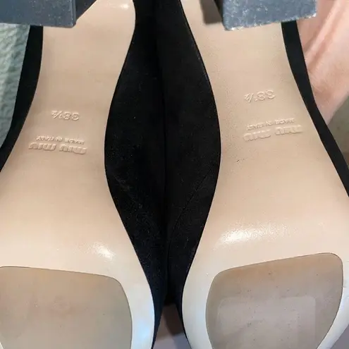 Miu Miu 38.5 Ultra High Black PeepToe Pumps
