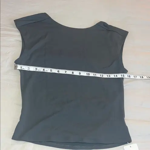 Grey Fitted Muscle Tee with High Neck Gray Size L