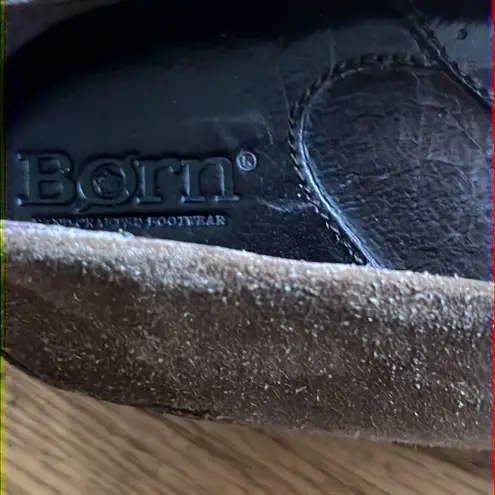 Born W11238 Ruched Brown Leather Mary Jane Strap Bow Slip