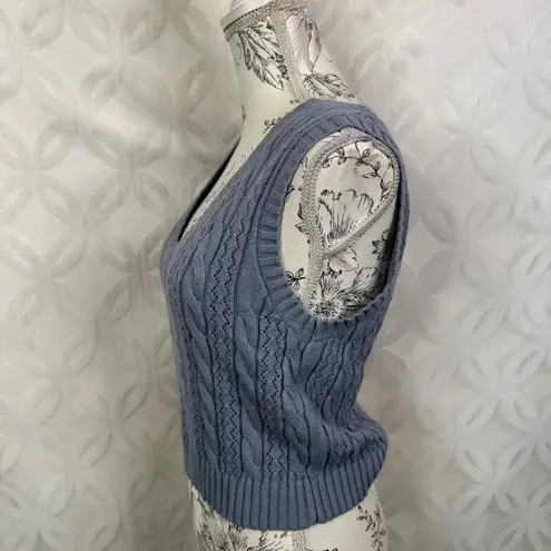 Full Tilt  Cable Pointelle Vest Soft Blue Size XL