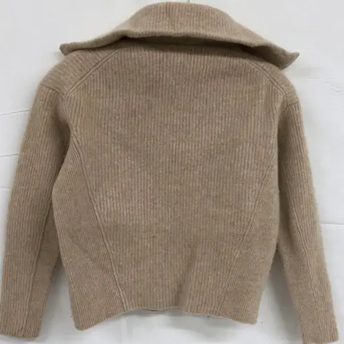 Vince  Half Zip Ribbed Brushed Wool-Cashmere Blend HightNeck Sweater Beige S $465 - Image 8