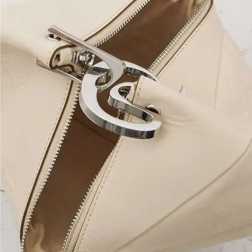 Cult Gaia Ubah Paneled Leather Clutch Bag Purse in Cream
