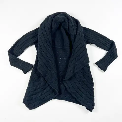 autumn cashmere Soft Pointelle Knit Open Front Shawl Collar Cardigan Sweater S