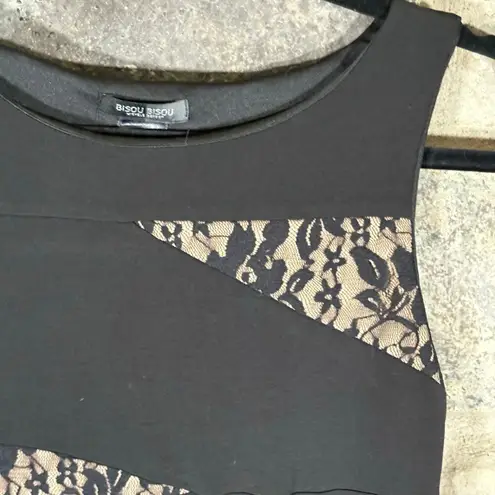 Bisou Bisou Black Lace Bodycon Dress Sz 6 Sleeveless Cocktail Mini Party Bodycon