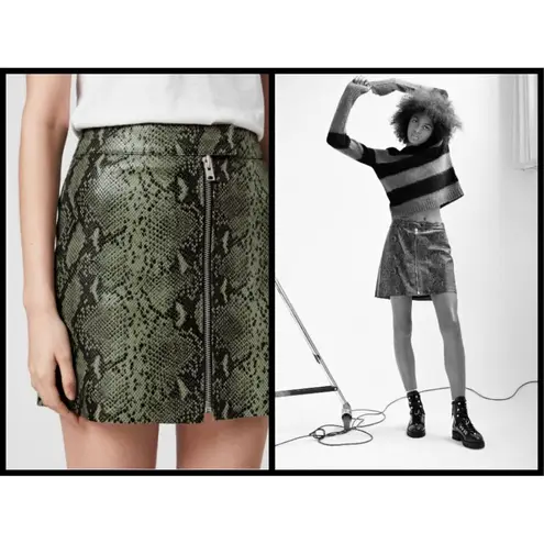ALLSAINTS ππ Lena Oba Leather Skirt ~ Snake Green