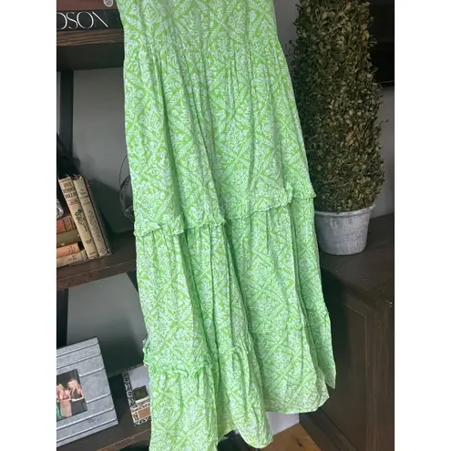 BANJANAN Hazel Tile Print Midi Dress Green Womens Size Small White