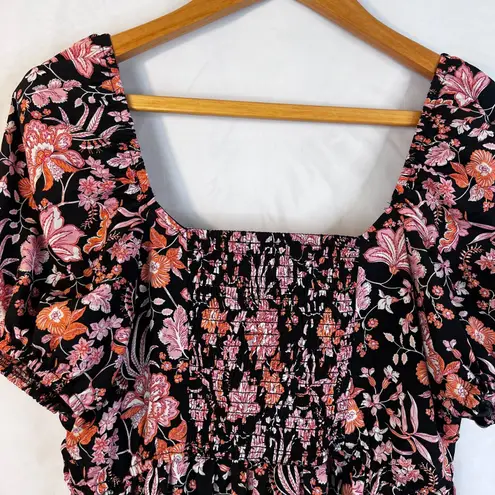 Maurice's  Floral Print Smocked Back Peasant Ruffled Skirt Midi Dress Size Medium thumbnail 4