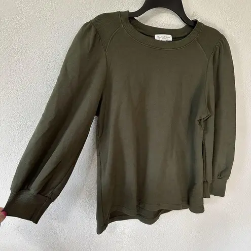 Michael Stars Olive Green Sweatshirt Size XS Crewneck Long Puff Sleeves Sweater