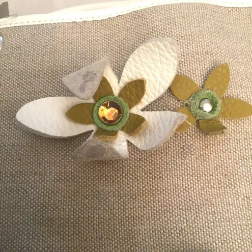 NWT. Castellari linen purse with leather trim