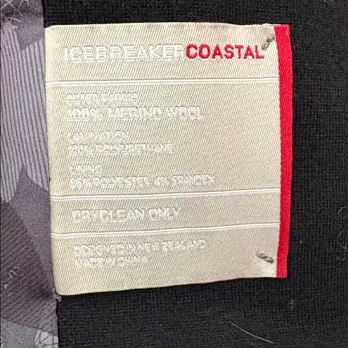 Icebreaker Coastal Merino Wool Full Zip Button Jacket Pea Coat Black Size M Size M