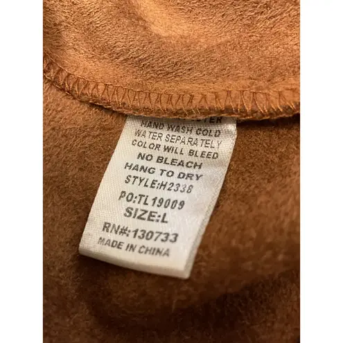 Umgee USA Brown Crochet Lace Trim Vest Duster Long Open Front Pockets L Size L