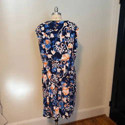 Dana Buchman Blue Floral Sleeveless Dress