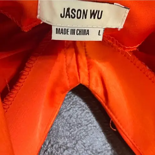 Jason Wu Orange/Red Satin Feel Midi Dress Size Large