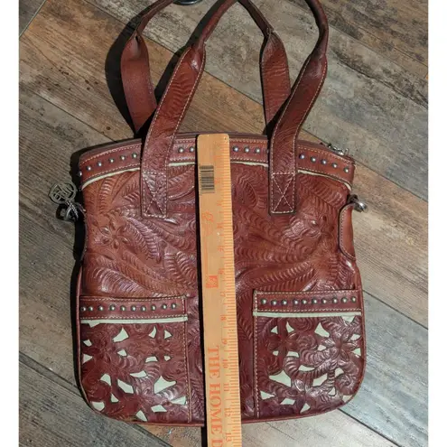 American West Tooled Leather Tote Bag
