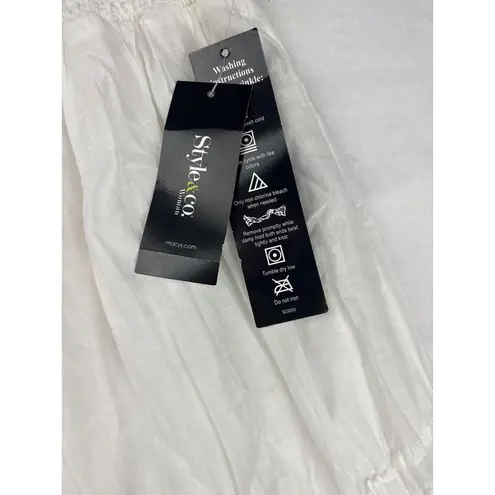 Women’s Style & Co Size 1X White Maxi Skirt with Neon Pink Embroidery.