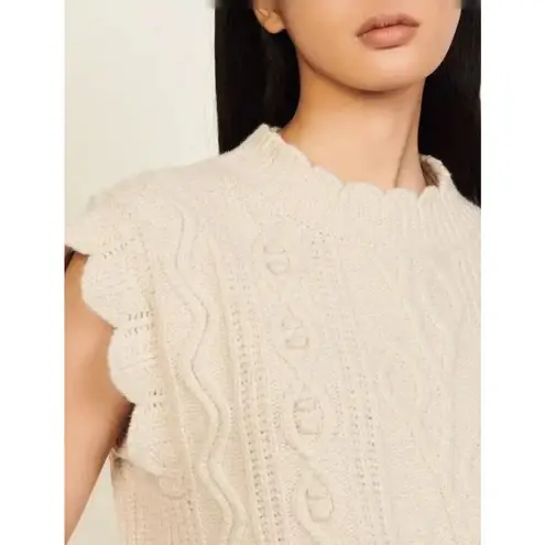 Sandro Cable Knit Wool Blend Beige Sweater Vest Women's Size Small