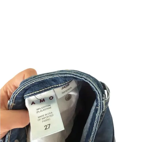 AMO Jane Cropped Flare Jean in Old School Blue Size 27