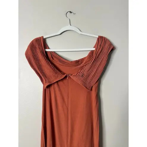 Sancia Midi Dress Medium Rust Mariana Off Shoulder Boho Silhouette Crepe Autumn Orange