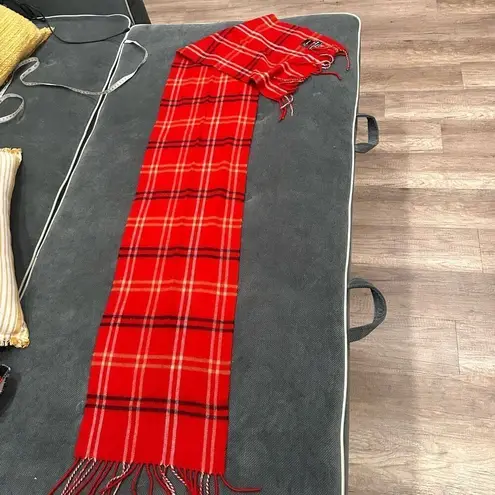 CEJON for Macy’s Red Classic Plaid Woven Scarf Soft Italian Acrylic Fringe Winte Red