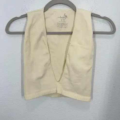 Intimately Free People Cream Ribbed Deep V Plunge Neck Seamless Crop Top Bra XS