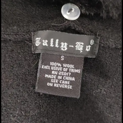 Vintage Black Tally Ho Wool Vest Faux Fur Removable Collar