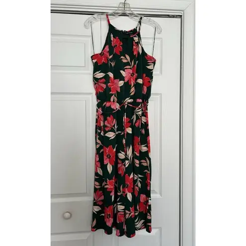 Maggy London Maggie London Womens Lottie Jersey Knit Crop Jumpsuit Green Pink Floral Size 4