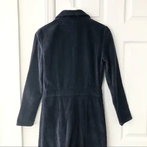 Usisi Sister Blue Cissy Cotton Corduroy Zip Front Collared Jumpsuit Small