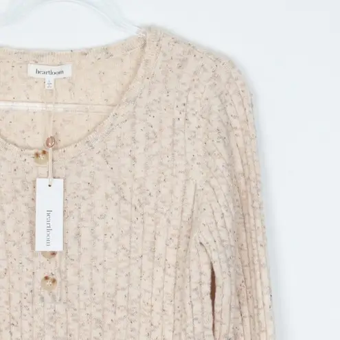 Heartloom NWT Womens Lilah Henley Pullover Sweater in Oat Size L Minimalist