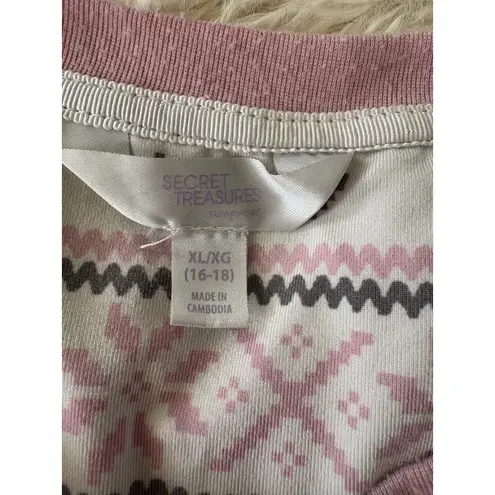 secret treasures Pajama Set XL Pink White Gray Fair Isle Heart Print Loungewear