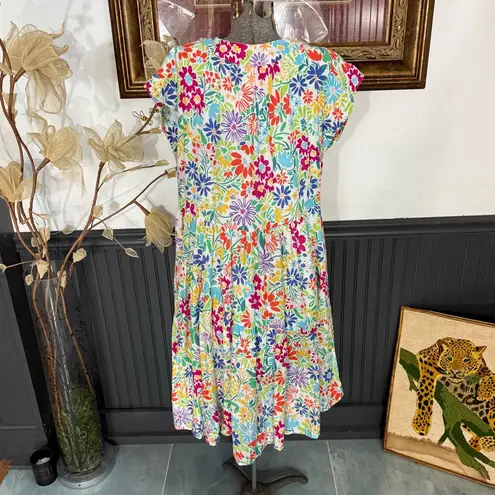 Uncle Frank Multicolor Floral V Neck Tiered Mini Sundress ~ Size Large ๐งก๐ - Image 5