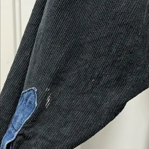 D'Mode Classix Y2K Black Corduroy Shacket w/ Denim Accents