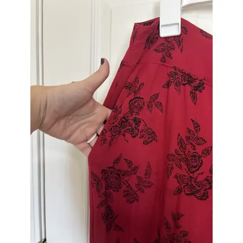 Soma Red Black Lace Dark Romantic Floral Pajama Set Size Large Cozy Goth