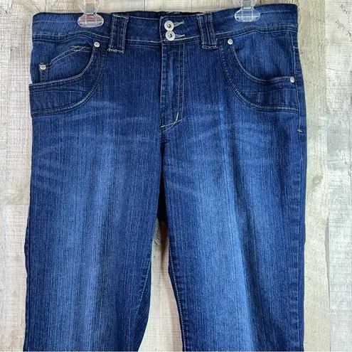 MARIANNE Size 16 Blue Denim Capri Jeans 5 Pockets Embroidered Back Pockets