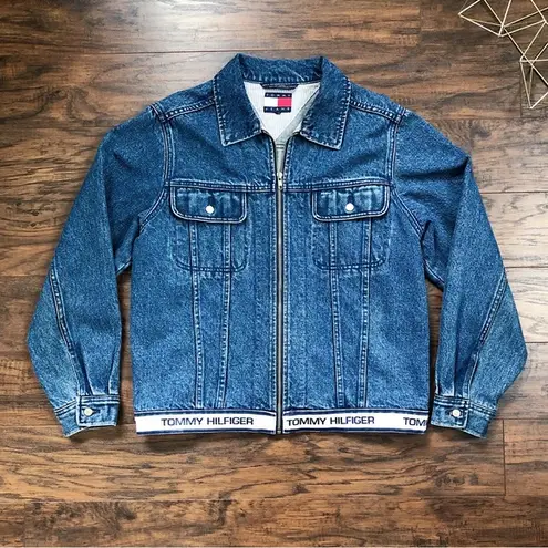 Tommy Hilfiger  • vintage denim jacket zip front trucker logo blue jean 90s y2k