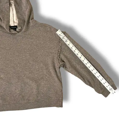 Cynthia Rowley  Hoodie Womens Large Gray Pullover Drop Shoulder Ruffle Sweatshirt