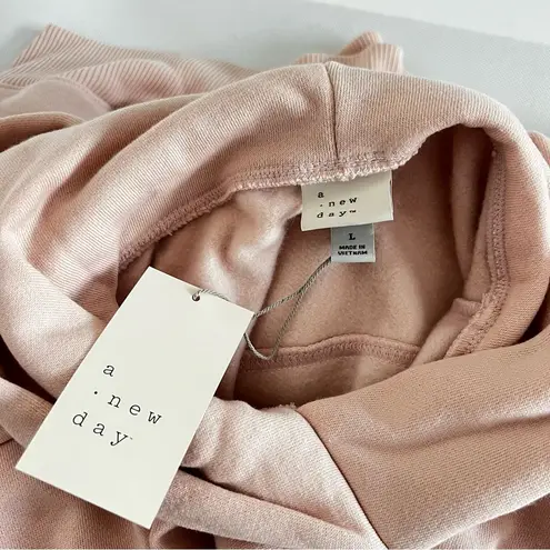 A New Day  Fleece Hooded Sweatshirt Pink Size Large Long Sleeve