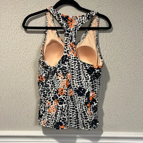 Garnet Hill black and orange print Tankini swim Top only size 12
