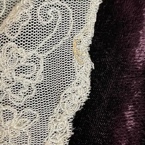 Coldwater Creek Velvet Jacket Lace Collar Purple Women Button Up Victorian Size Large Delicate