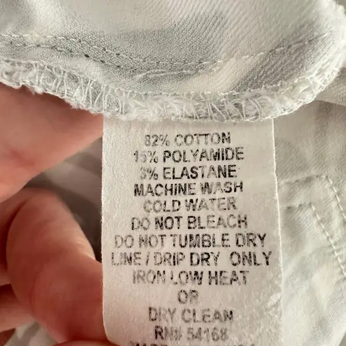 Elliott Lauren Leaf Print Pants Sz 8 Cropped Resort Chic Botanical White Gray