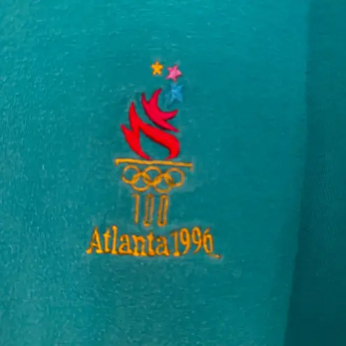 Olympics 1996 Atlanta Vintage Tshirt Women's Medium Teal Retro Embroidered Logo