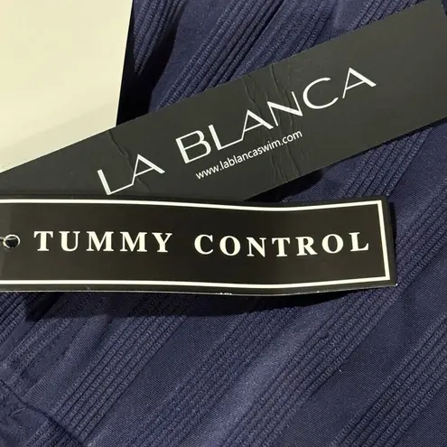 La Blanca SZ 14 Linea Costa Swim Tankini Top Tie Halter Padded Indigo Navy Blue