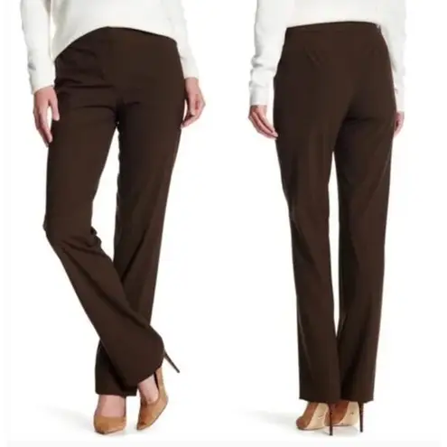 Lafayette 148 Stretch-Wool Wide Leg Pants Size 12 Brown