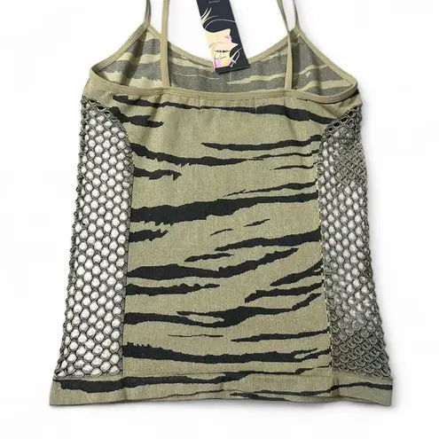 Y2K Tiger Print Mesh Tank Green Size undefined