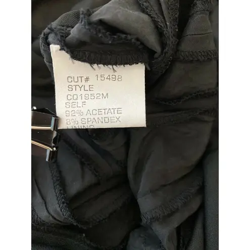 Tadashi Shoji Tadashi Collection Fit Flare Cocktail Dress 8 M Black Sleeveless Ruched V-Neck