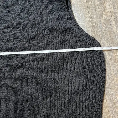 Vintage 90s Black Knit Turtleneck Baggy Sleeveless Sweater Top Womens Sz Medium