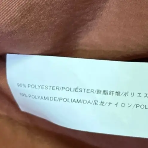 Moon River Brown Silk Satin Short Puff Sleeve Smocked Midi A-Line Dress Size XS