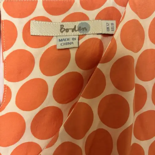 Boden Top Womens 8 Multicolor Polka Dot Silk Blend V Neck Short Sleeve Blouse