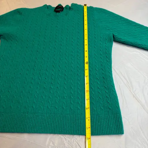 J.Crew  Italian Cashmere Cable Knit Crewneck Sweater Green 3/4 Sleeve Size S